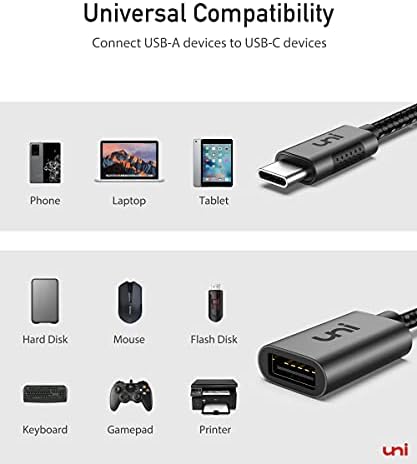 UNI USB-C ל- USB 3.0 מתאם 2 חבילה [מעטפת אלומיניום], 5GBPS USB-C ל- USB מתאם, כבל USB-C OTG עבור MacBook Pro/Air,